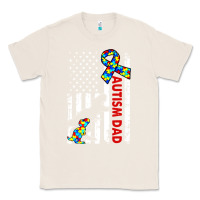 Natural mens distressed dinosaur autism dad usa flag Classic Tee - artisFamous