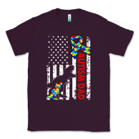 Plum mens distressed dinosaur autism dad usa flag Classic Tee - artisFamous