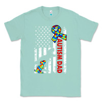 Seafoam mens distressed dinosaur autism dad usa flag Classic Tee - artisFamous