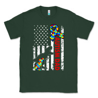 Sports Green mens distressed dinosaur autism dad usa flag Classic Tee - artisFamous