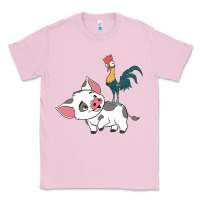 Bubblegum Pink hei hei rooster and pig funny cartoon Classic Tee - artisFamous
