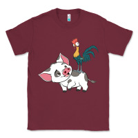 Burgundy hei hei rooster and pig funny cartoon Classic Tee - artisFamous