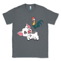 Charcoal Heather hei hei rooster and pig funny cartoon Classic Tee - artisFamous