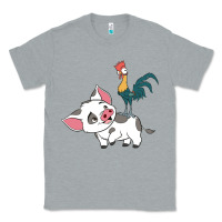 Heather Grey hei hei rooster and pig funny cartoon Classic Tee - artisFamous