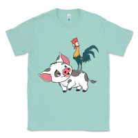 Seafoam hei hei rooster and pig funny cartoon Classic Tee - artisFamous