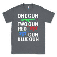 Charcoal Heather one gun two gun red gun blue gun Classic Tee - artisFamous