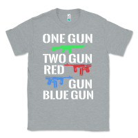 Heather Grey one gun two gun red gun blue gun Classic Tee - artisFamous
