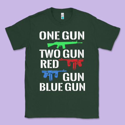 One Gun Two Gun Red Gun Blue Gun Classic Tee Designed By Artisfamous