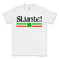 White slainte shirt irish cheers toast shamrock Classic Tee - artisFamous