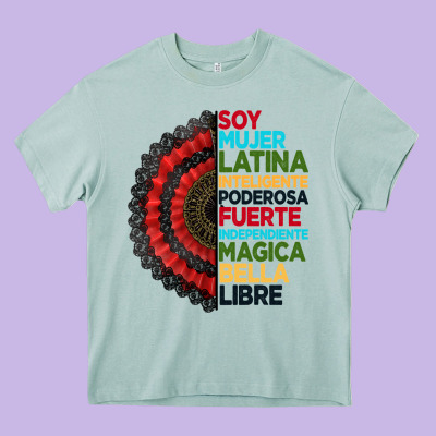 Hispanic Heritage Month Hand Fan Heavy Core Tee Designed By Bundleandbundleshop