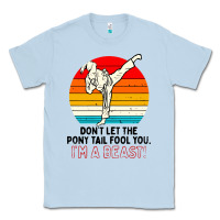 Dusty Blue karate girl kick Classic Tee - artisFamous
