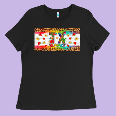 Texas Summer License Plate Ladies Tee Designed By Artiststas