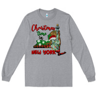 Heather Grey christmas time in new york Long Sleeve Tee - BarkalooDesign