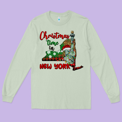 Christmas Time In New York Long Sleeve Tee Designed By Barkaloodesign