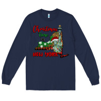 Navy christmas time in new york Long Sleeve Tee - BarkalooDesign