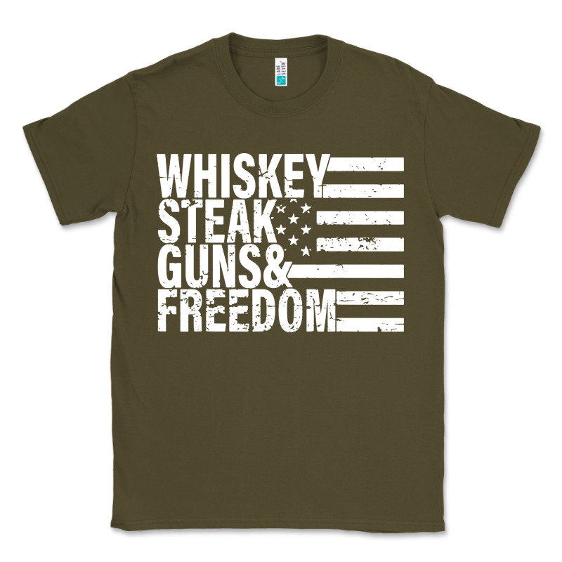 Whiskey Steak Guns Freedom Classic Tee by artisFamous | Teevron