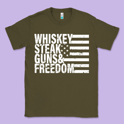 Whiskey Steak Guns Freedom Classic Tee Designed By Artisfamous
