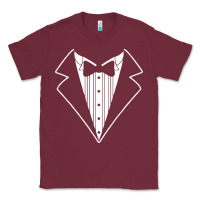 Burgundy fake tux tuxedo suit tie Classic Tee - artisFamous