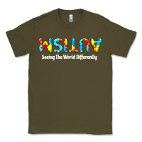 Army Green autism seeing the world differently Classic Tee - artisFamous