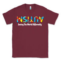 Burgundy autism seeing the world differently Classic Tee - artisFamous