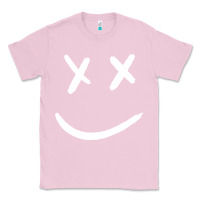 Bubblegum Pink x eyed smiley face x eyes smiling Classic Tee - artisFamous