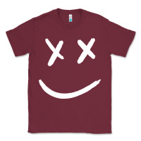 Burgundy x eyed smiley face x eyes smiling Classic Tee - artisFamous