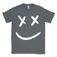 Charcoal Heather x eyed smiley face x eyes smiling Classic Tee - artisFamous