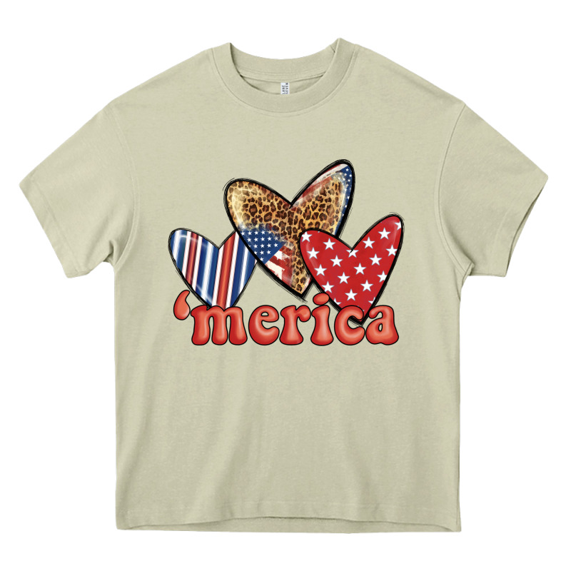Merica 4th Of July Hearts Heavy Core Tee by BundleAndBundleShop | Teevron