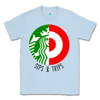 Dusty Blue sips and  trips Classic Tee - artisFamous