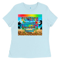 Baby Blue sunrise sunburn sunset repeat Ladies Tee - Artiststas