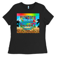 Black sunrise sunburn sunset repeat Ladies Tee - Artiststas