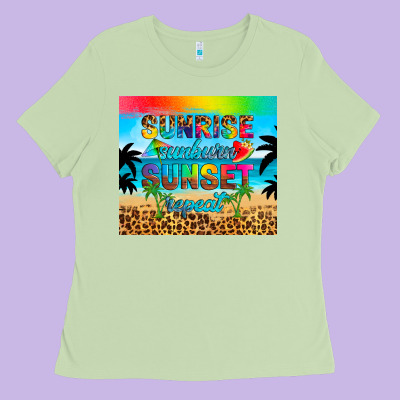 Sunrise Sunburn Sunset Repeat Ladies Tee Designed By Artiststas