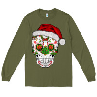 Army Green sugar skull  christmas Long Sleeve Tee - BarkalooDesign