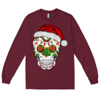 Burgundy sugar skull  christmas Long Sleeve Tee - BarkalooDesign