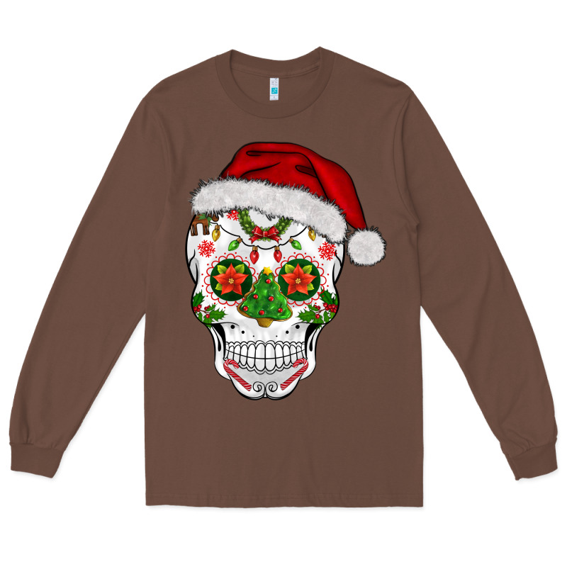 Sugar Skull  Christmas Long Sleeve Tee by BarkalooDesign | Teevron