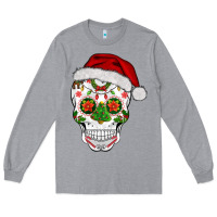 Heather Grey sugar skull  christmas Long Sleeve Tee - BarkalooDesign