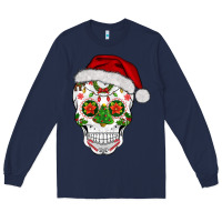 Navy sugar skull  christmas Long Sleeve Tee - BarkalooDesign