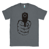 Charcoal Heather hands up pistol Classic Tee - artisFamous