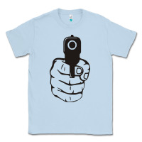 Dusty Blue hands up pistol Classic Tee - artisFamous