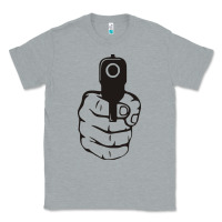 Heather Grey hands up pistol Classic Tee - artisFamous