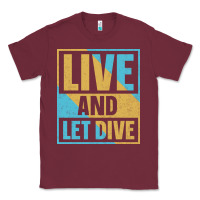 Burgundy Live And Let Dive Retro Style Classic Tee - artisFamous