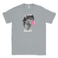 Heather Grey Vaporwave statue head with bubblegum Classic Tee - artisFamous