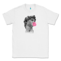 White Vaporwave statue head with bubblegum Classic Tee - artisFamous