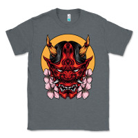 Charcoal Heather demon oni mask Classic Tee - artisFamous