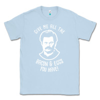 Dusty Blue Ron tv show parks Swanson - Bacon & Eggs Classic Tee - artisFamous