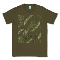 Army Green Watercolor Eucalyptus Pattern Classic Tee - artisFamous