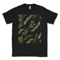 Black Watercolor Eucalyptus Pattern Classic Tee - artisFamous