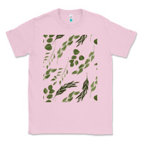 Bubblegum Pink Watercolor Eucalyptus Pattern Classic Tee - artisFamous