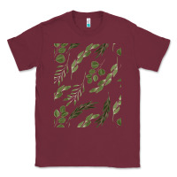 Burgundy Watercolor Eucalyptus Pattern Classic Tee - artisFamous