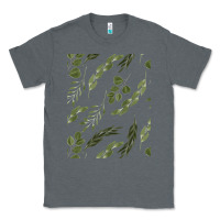 Charcoal Heather Watercolor Eucalyptus Pattern Classic Tee - artisFamous